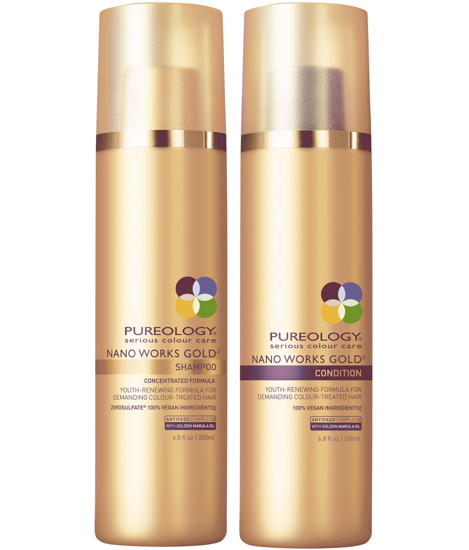nano works gold shampoo conditioner duo for aging hair pureology nano works shampoo