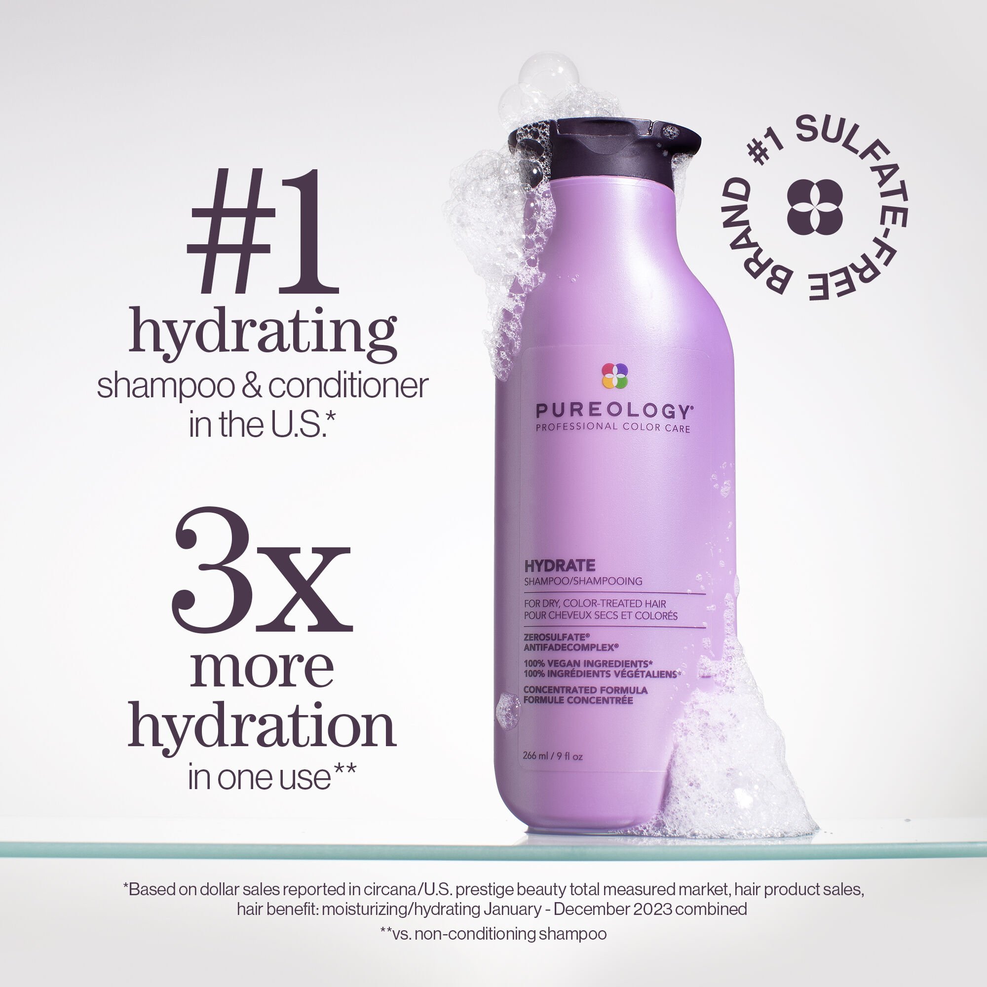 Pureology Hydrate benefits - deep conditioning, color protection, and damaged hair repair for salon-quality results