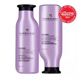 Pureology Hydrate sulfate-free shampoo and conditioner packshot for dry color-treated hair, Allure Best of Beauty Award Winner