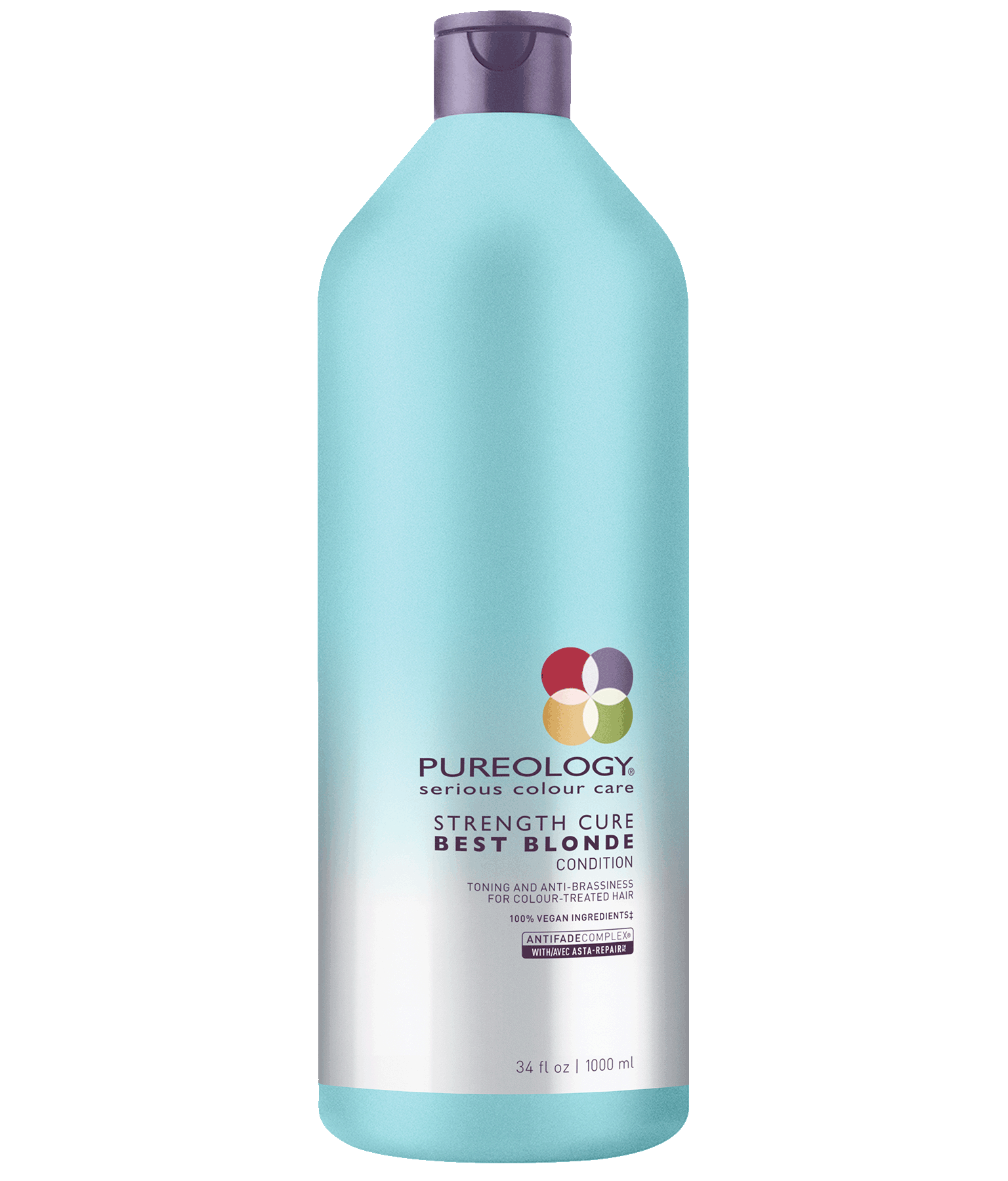 Pureology Strength Cure Best Blonde Purple Toning Conditioner for blonde, highlighted and lifted color-treated hair liter size