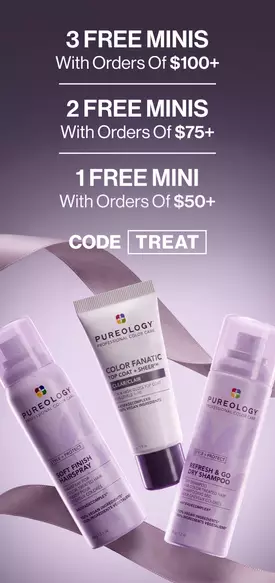 3 FREE travel sizes with orders of $100+, 2 with orders of $75+, 1 with orders of $50+ code: TREAT