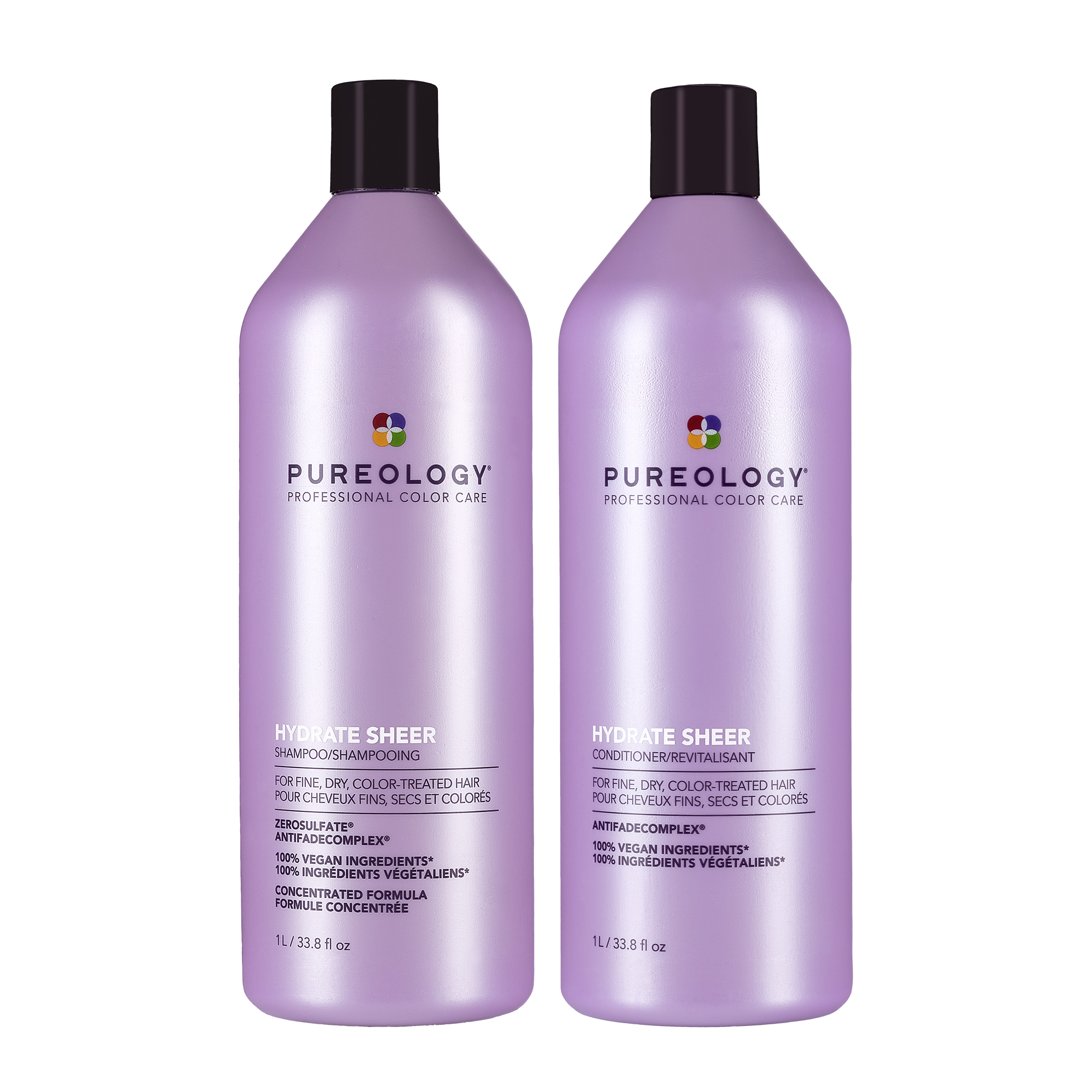 Pureology Hydrate Sheer Shampoo and Conditioner Duo For Fine Hair, Size 1L/33.8 fl oz