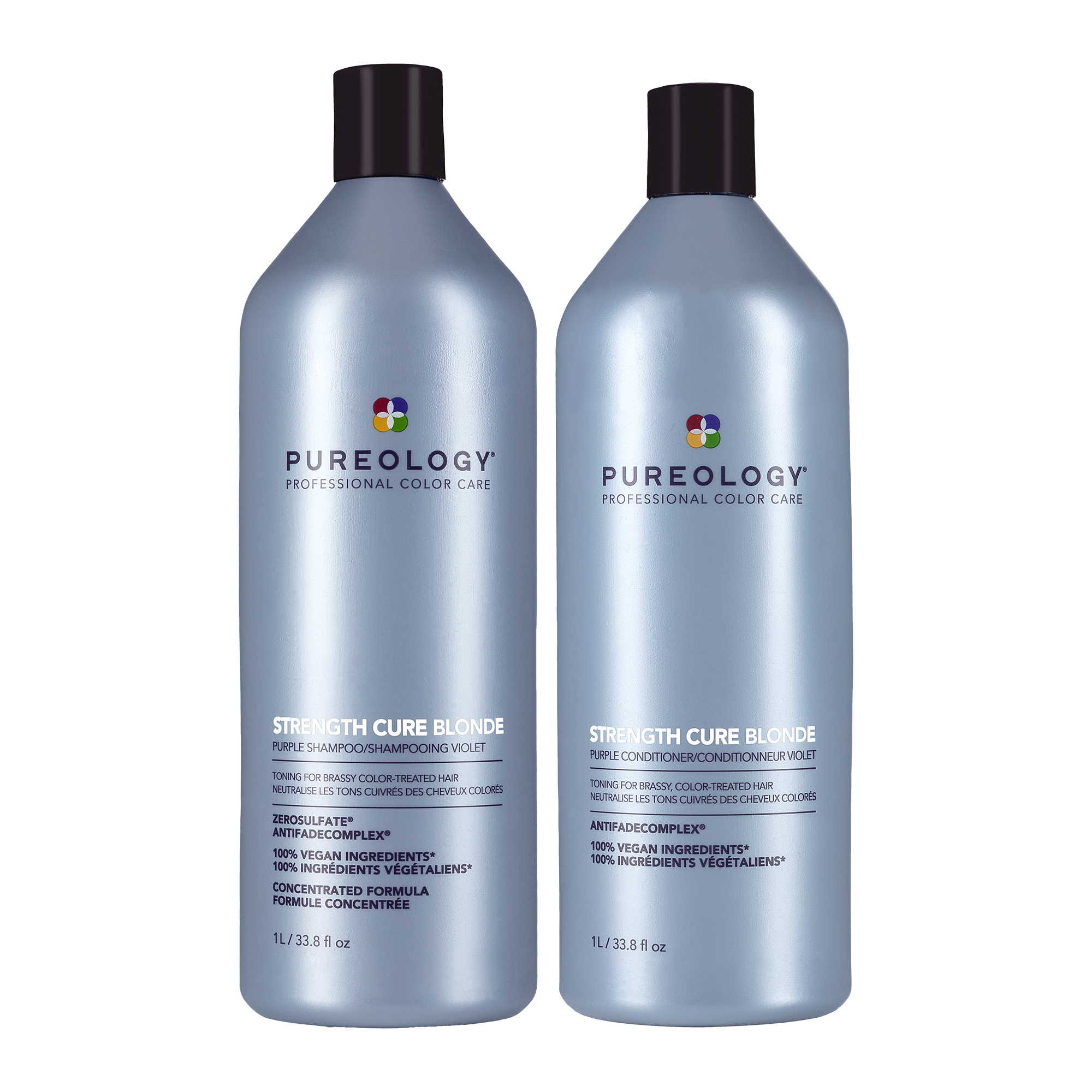 Pureology Strength Cure Blonde Shampoo & Conditioner Duo for hair damage, Size 1L/33.8 fl oz